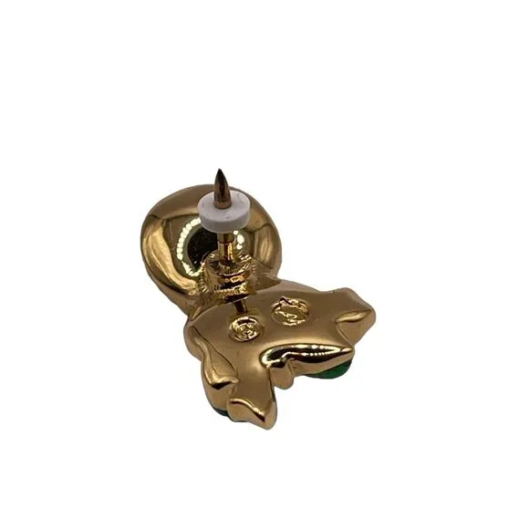 Swarovski Crystal Green Enamel Mardi Gras Mask Lapel Pin Tie Tack Signed READ! - Picture 3 of 10